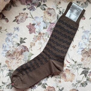 Kenneth Cole Brown and Black Patterned Dress Socks